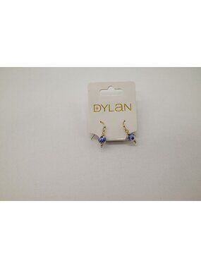 NWT Dylan Jewelry Gold Tone Dangle Earrings Blue White Beaded Drop Statement